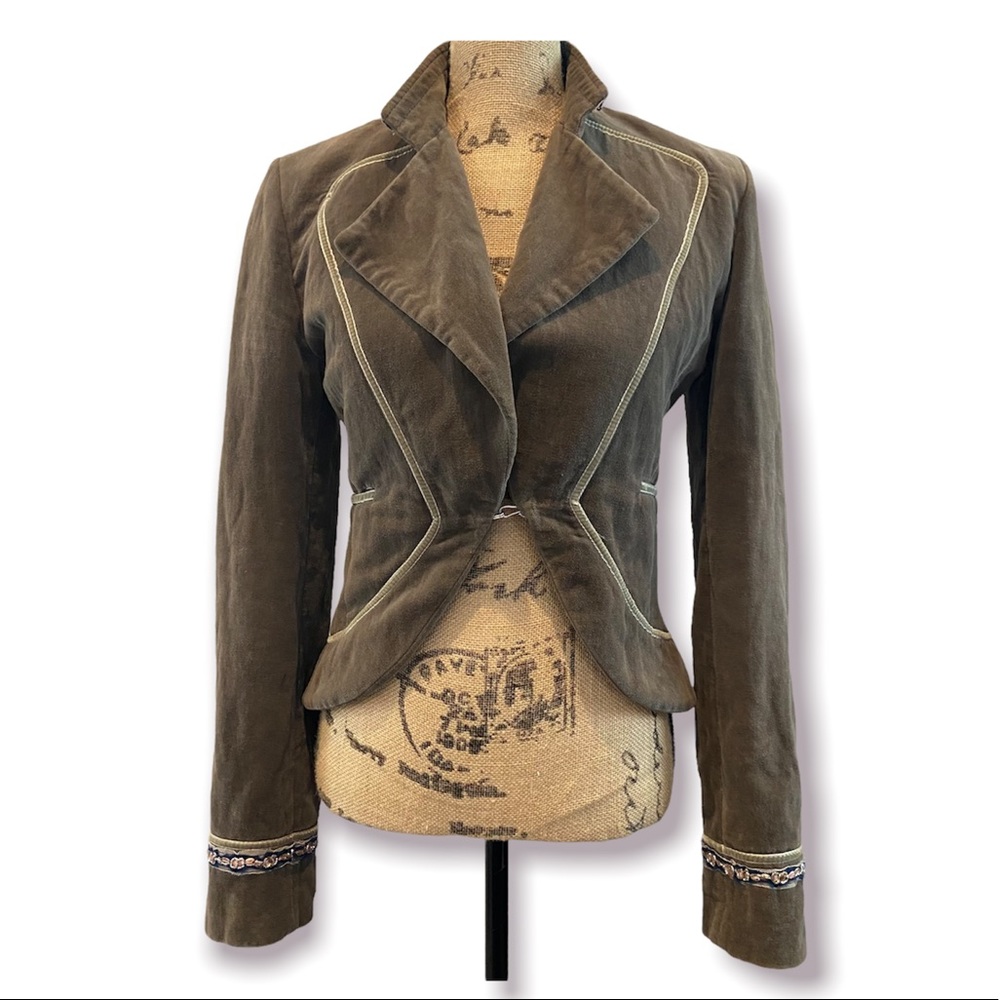 PAOLA FRANI Vintage Steampunk Y2K Velvet Beaded Blazer Jacket Small